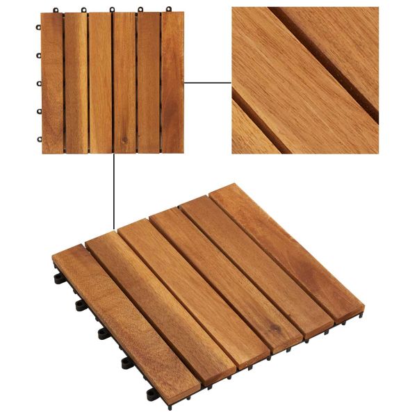 Плочка за decking 10 pcs Кафяво 30 x 30 cm Дърво от Акация