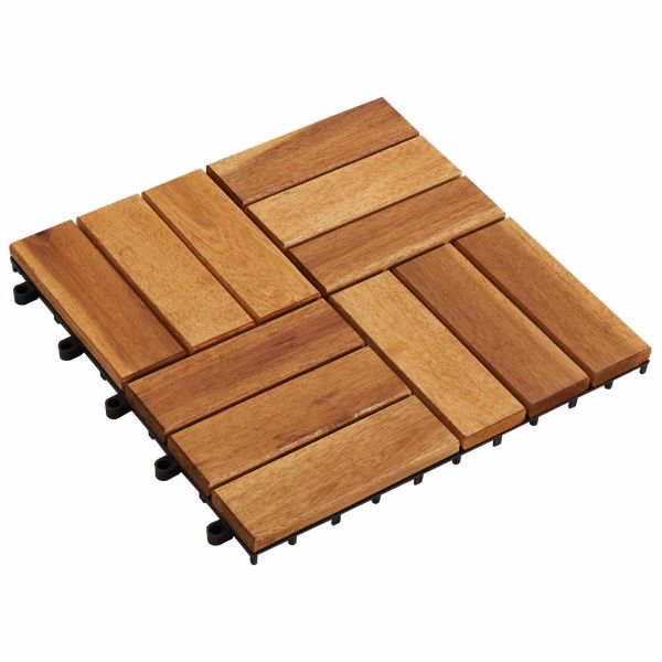 Плочка за decking 10 pcs Кафяво 30 x 30 cm Дърво от Акация