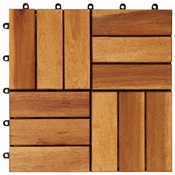 Плочка за decking 10 pcs Кафяво 30 x 30 cm Дърво от Акация