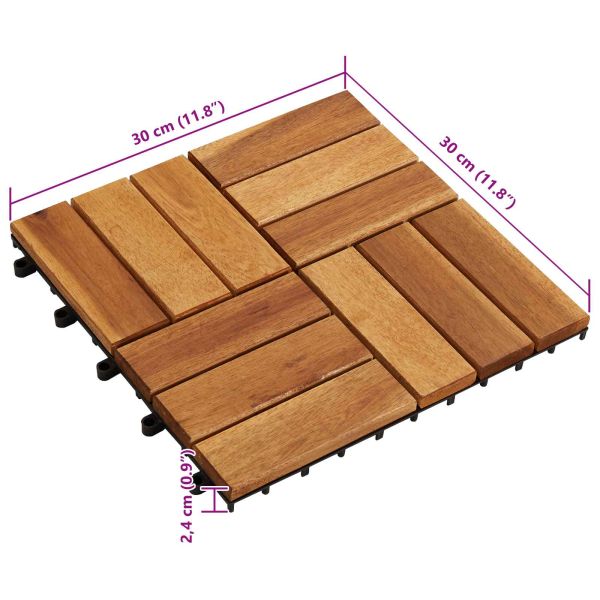 Плочка за decking 10 pcs Кафяво 30 x 30 cm Дърво от Акация