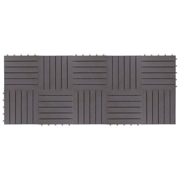 Плочка за decking 10 pcs Сив 30 x 30 cm Дърво от Акация