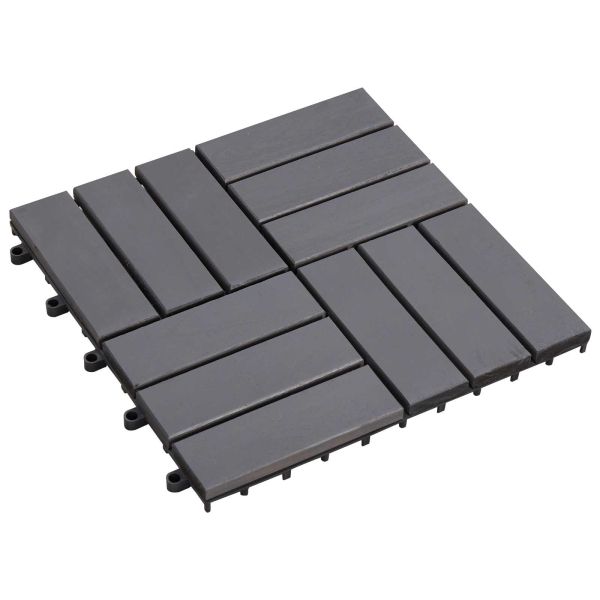Плочка за decking 10 pcs Сив 30 x 30 cm Дърво от Акация