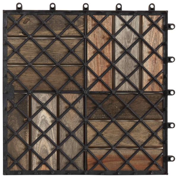 Плочка за decking 10 pcs Сив 30 x 30 cm Дърво от Акация