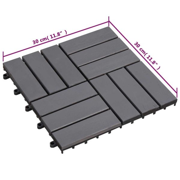 Плочка за decking 10 pcs Сив 30 x 30 cm Дърво от Акация