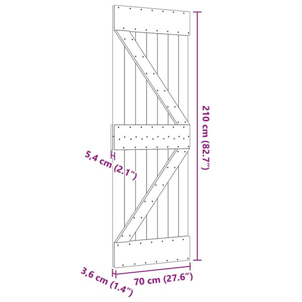 Врата NARVIK Естествен 70 x 210 cm Солидна борова дървесина
