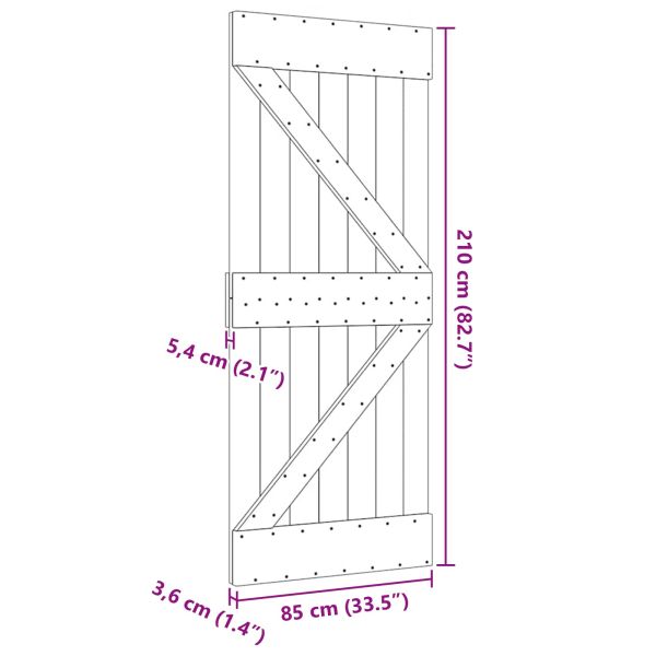 Врата NARVIK Естествен 85 x 210 cm Солидна борова дървесина