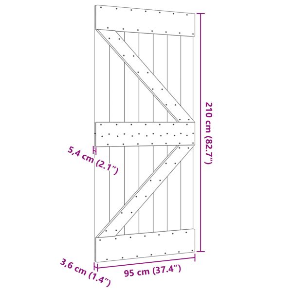 Врата NARVIK Естествен 95 x 210 cm Солидна борова дървесина