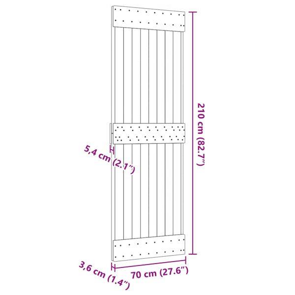 Врата NARVIK Естествен 70 x 210 cm Солидна борова дървесина
