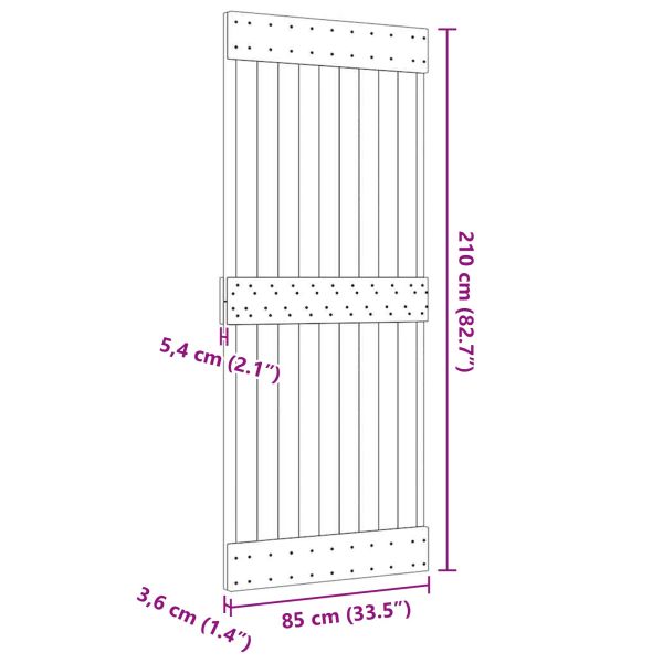 Врата NARVIK Естествен 85 x 210 cm Солидна борова дървесина