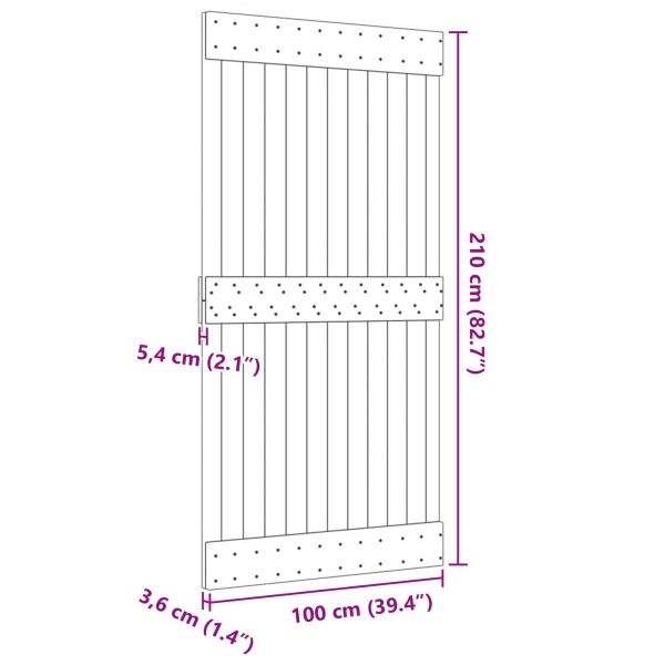 Врата NARVIK Естествен 100 x 210 cm Солидна борова дървесина