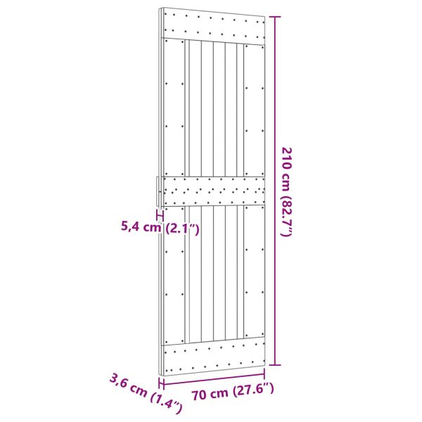 Врата NARVIK Естествен 70 x 210 cm Солидна борова дървесина