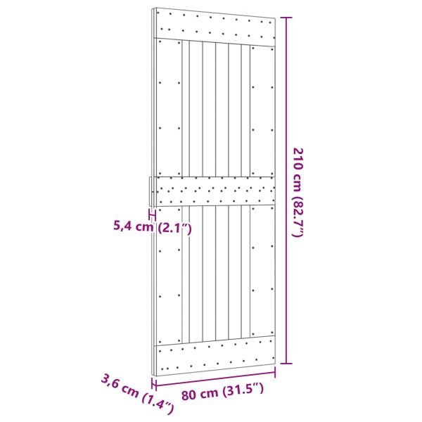 Врата NARVIK Естествен 80 x 210 cm Солидна борова дървесина