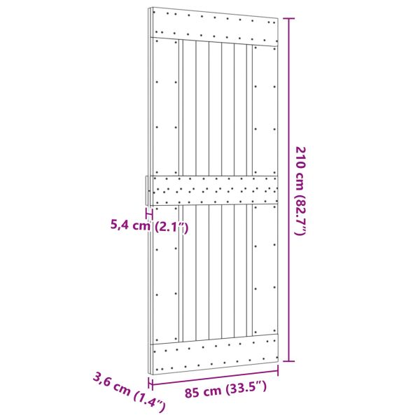 Врата NARVIK Естествен 85 x 210 cm Солидна борова дървесина
