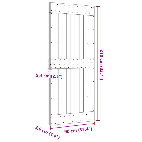 Врата NARVIK Естествен 90 x 210 cm Солидна борова дървесина