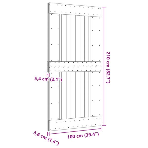 Врата NARVIK Естествен 100 x 210 cm Солидна борова дървесина