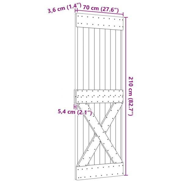 Врата NARVIK Естествен 70 x 210 cm Солидна борова дървесина