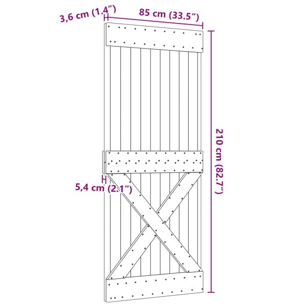 Врата NARVIK Естествен 85 x 210 cm Солидна борова дървесина