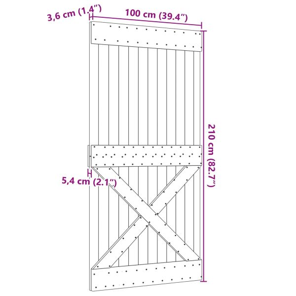 Врата NARVIK Естествен 100 x 210 cm Солидна борова дървесина