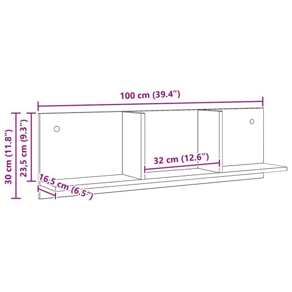Стенен шкаф, 100x16,5x30 см, дъб артизан, инженерно дърво