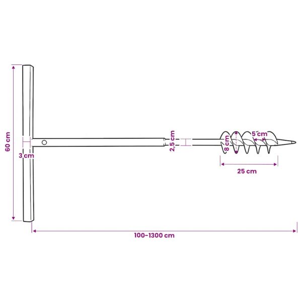 Комплект свредло за земя 80 мм с дръжка и стоманени удължители 13 м
