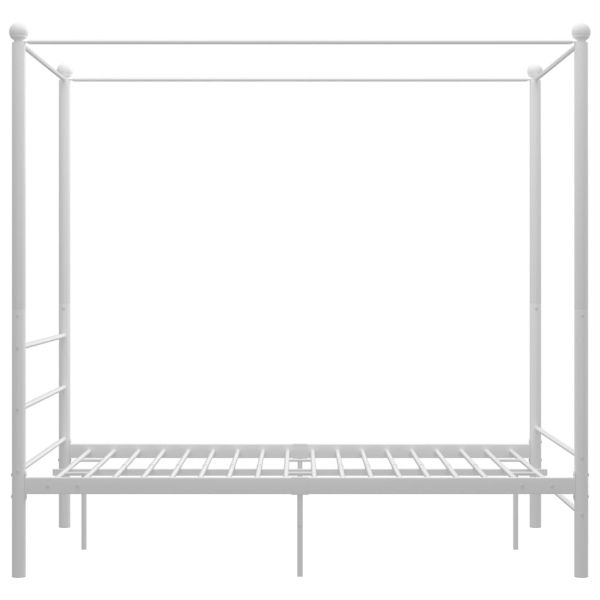 Рамка за легло с балдахин, бяла, метал, 120x200 см