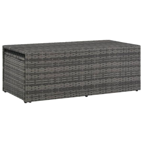 Градински комплект с възглавници, 6 части, сив полиратан