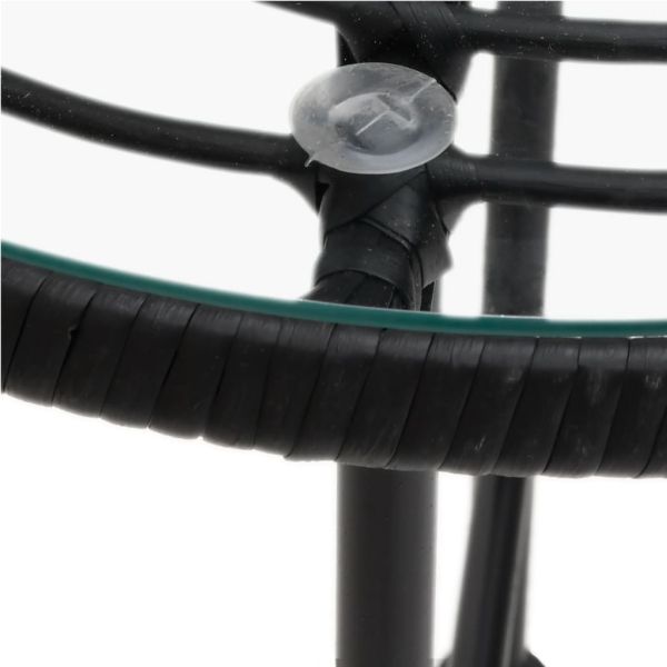 Градински трапезен комплект, 3 части, черен, полиратан