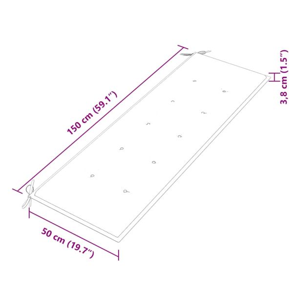 Пейка Батавия с черна възглавница, 150 см, тик масив