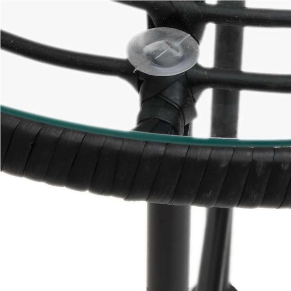 Градински трапезен комплект, 3 части, черен, полиратан