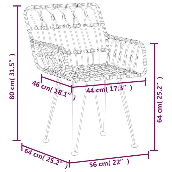 Градински трапезен комплект, 3 части, черен, полиратан