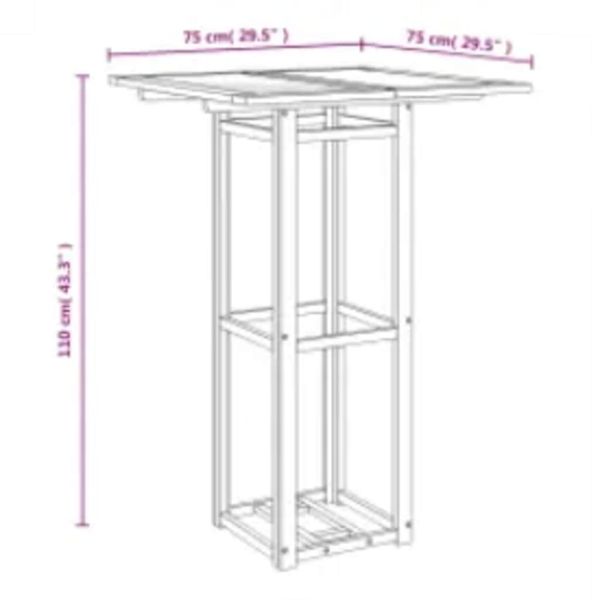 Бистро маса, 75x75x110 см, акациево дърво масив