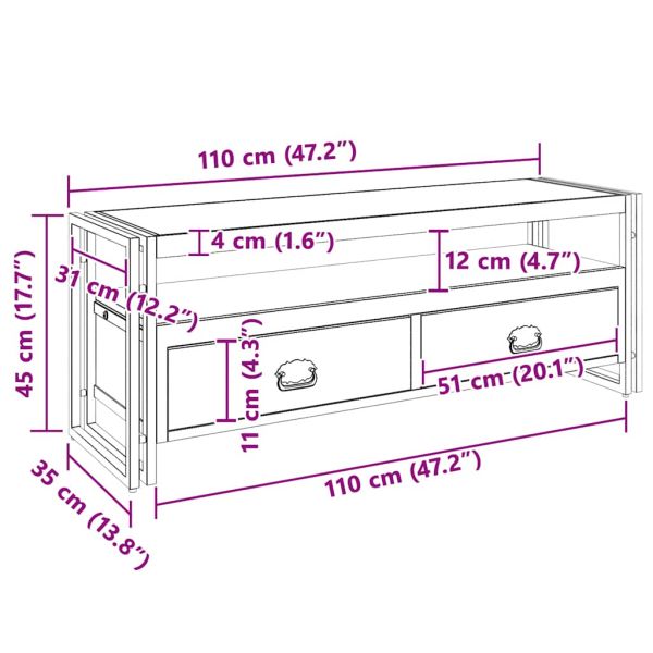 ТВ шкаф, 120x35x45 см, акациево дърво масив