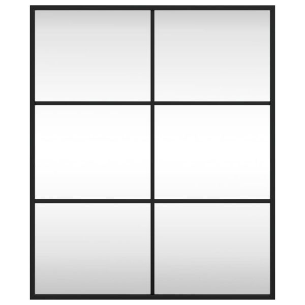 Стенно огледало, черно, 50x60 см, правоъгълно, желязо