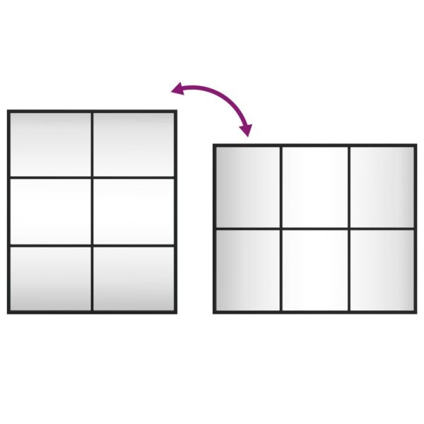Стенно огледало, черно, 50x60 см, правоъгълно, желязо