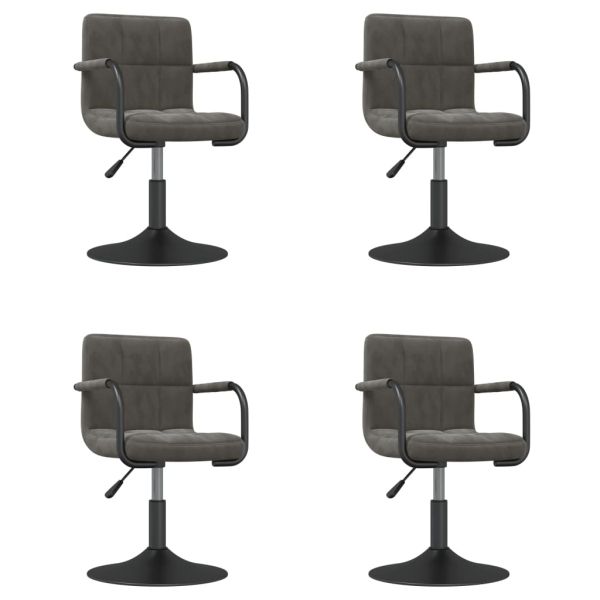 Въртящи трапезни столове, 4 бр, тъмносиви, кадифе