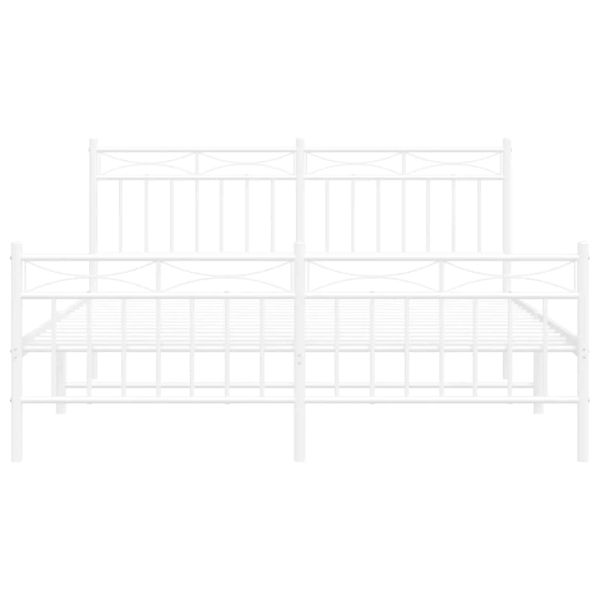 Метална рамка за легло с горна и долна табла, бяла, 150x200 см