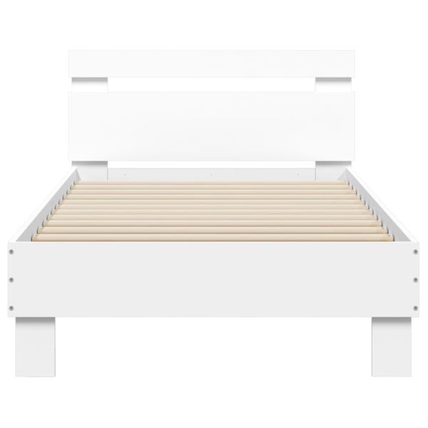 Рамка за легло с табла, бяла, 90x190 см, инженерно дърво