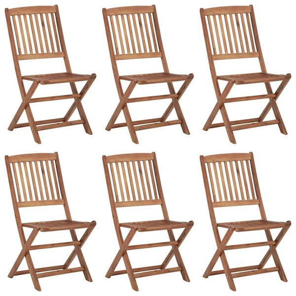 Сгъваеми градински столове, 6 бр, с възглавници, акация масив