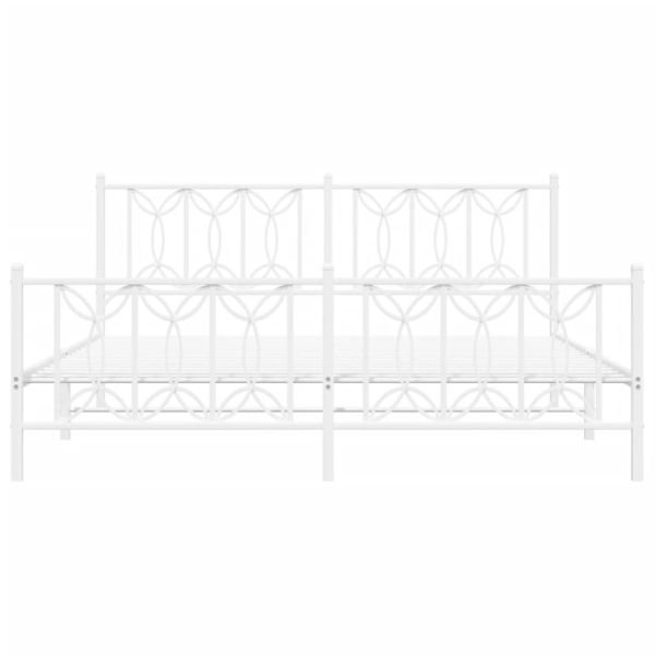 Метална рамка за легло с горна и долна табла, бяла, 180x200 см