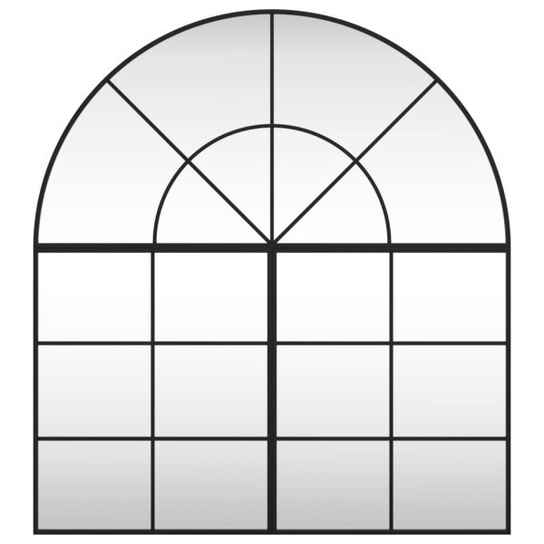 Стенно огледало, черно, 100x110 см, арка, желязо