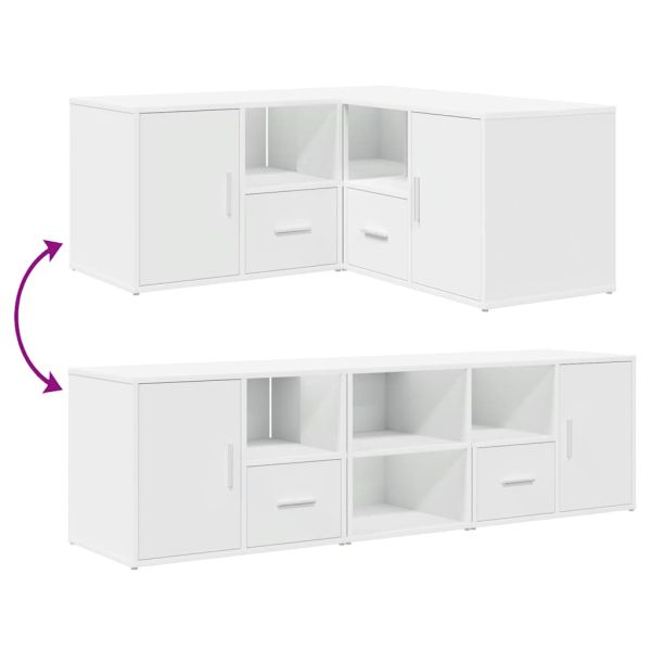 Ъглов шкаф, бял, 160x40x45 см, инженерно дърво