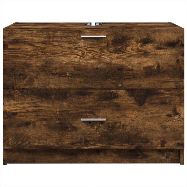 Шкаф за мивка, опушен дъб, 78x37x59 см, инженерно дърво