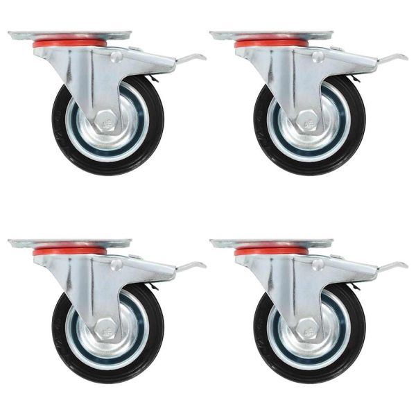4 бр въртящи се колела с двойни спирачки, 75 мм