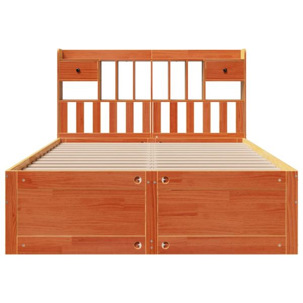 Легло с етажерка за книги, без матрак, 140x200 см, бор масив