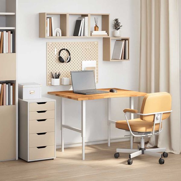 Плот за бюро, светлокафяв, 100x80x2,5см, дъб масив, правоъгълна