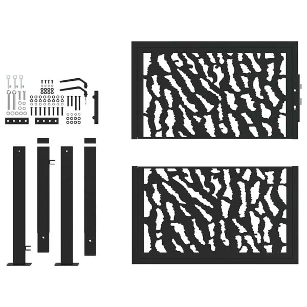 Градинска порта, черна, 100x100 см, стоманена, с трасета