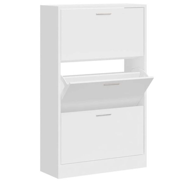 Шкаф за обувки, бял гланц, 63x24x103 см, инженерно дърво