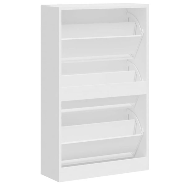 Шкаф за обувки, бял гланц, 63x24x103 см, инженерно дърво