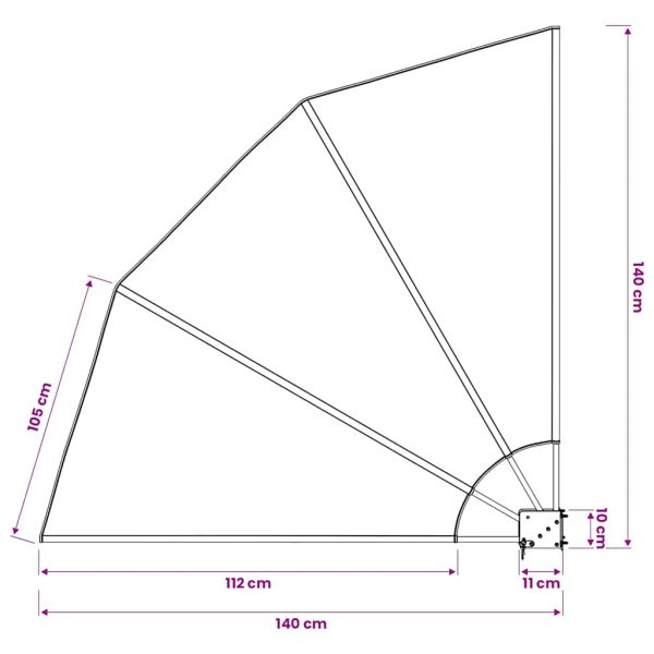 Сгъваема странична тента за балкон, теракота, 140x140 см