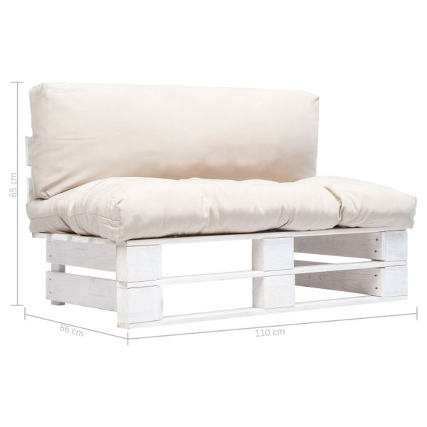 Градински палетен диван с пясъчни възглавници, борово дърво
